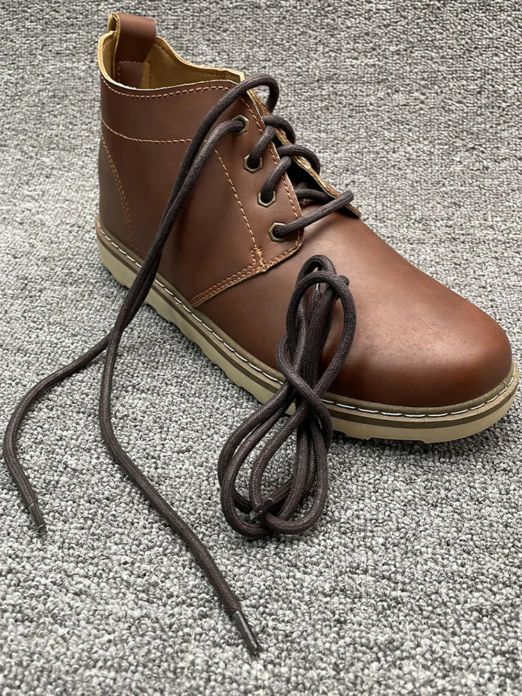 HIBERNI Runde Baumwoll-Schnürsenkel mit Dunkelbraunen Verdickten Schuhbändern 6mm Durchmesser 100/120/140cm Schnürsenkel für Schuhe – Detail 6