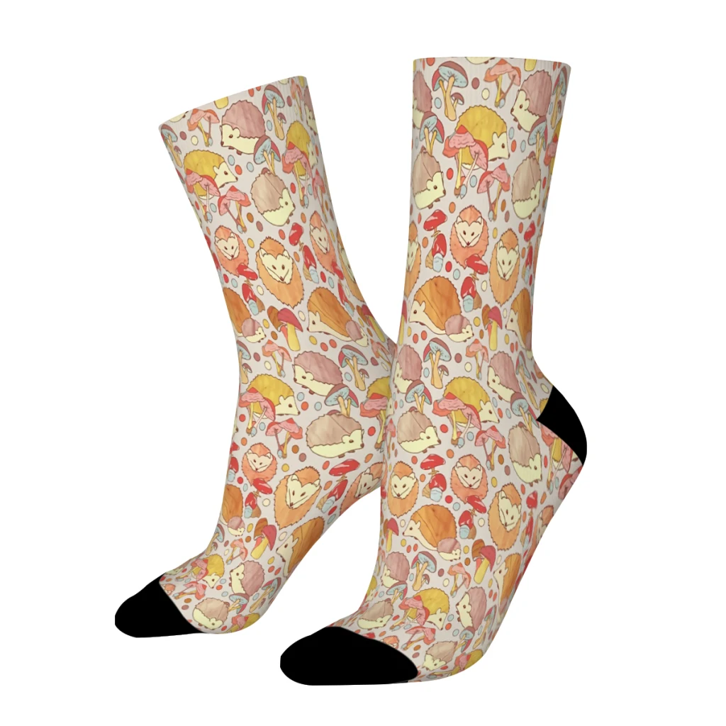 

Woodland Hedgehogs A Pattern in Soft Neutrals Straight Socks Male Mens Women Summer Stockings Polyester Harajuku