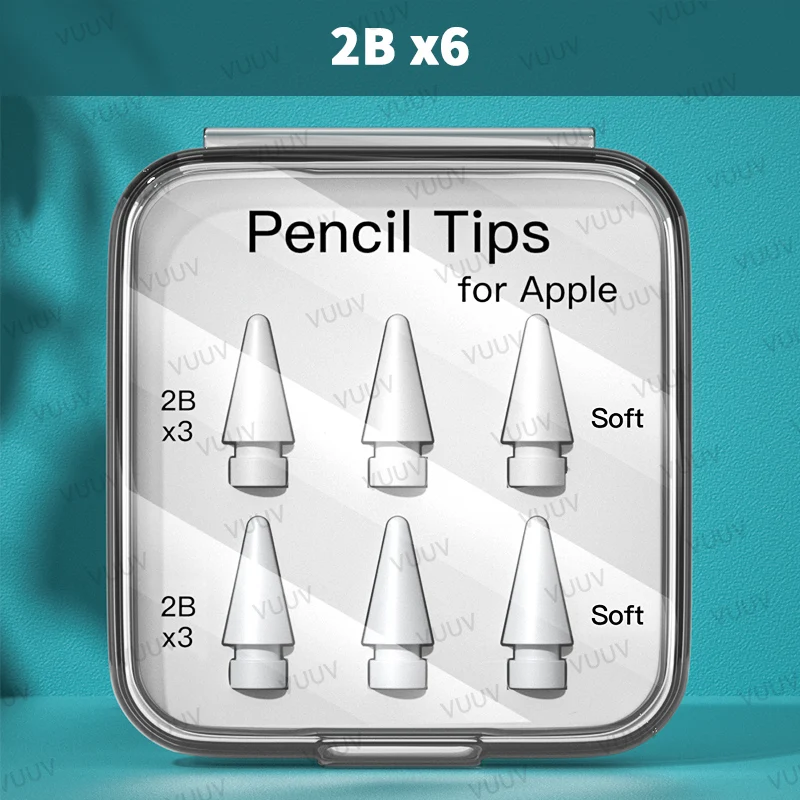 Premium Replacement Pencil Tips - Double Layer 2B HB Thin Soft Hard (3/6 Pack)