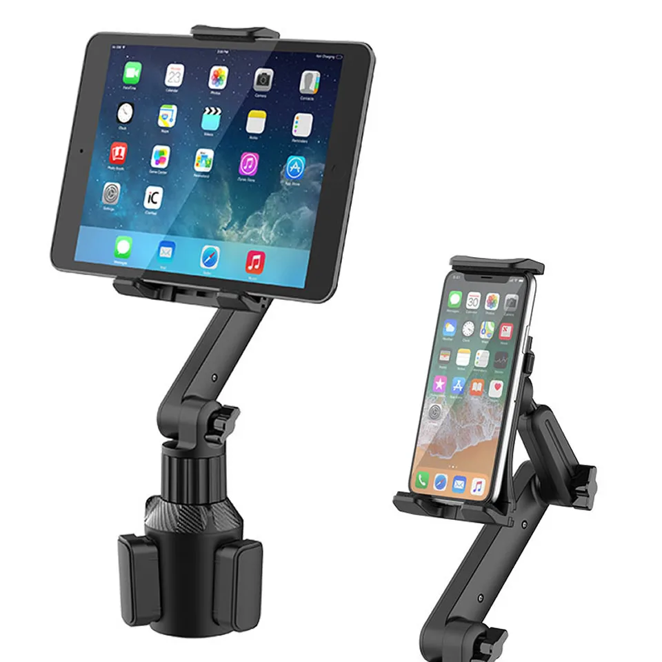 Car Cup Holder Tablet & Phone Mount With Heavy Duty Base - Adjustable Holder For 4-13\" Tablets For Ipad Mini/Air/Pro Car Mounts