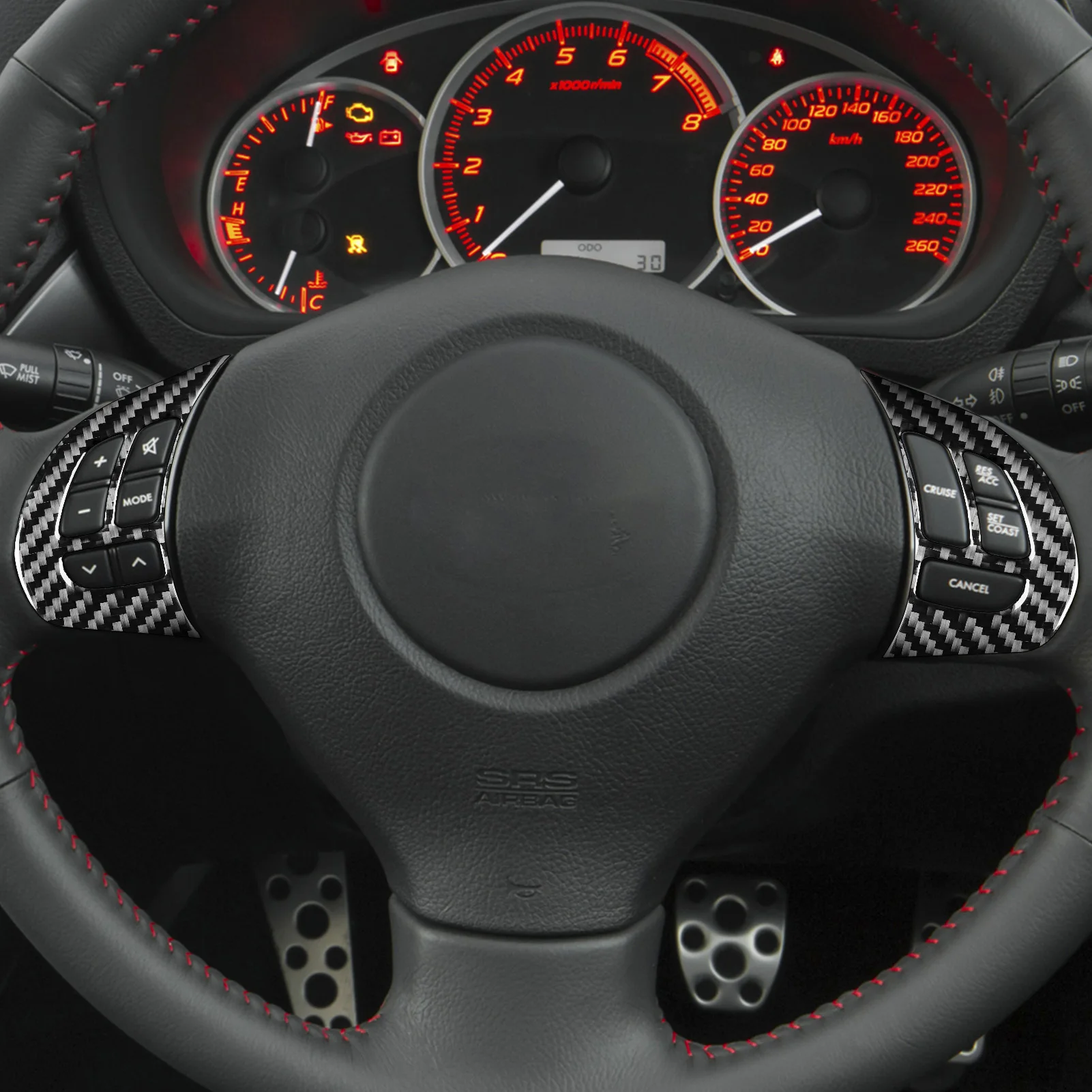 For Subaru Impreza 2009 2010 2011 Accessories Carbon Fiber Car Interior Steering Wheel Button Cover Trim Sticker Decoration