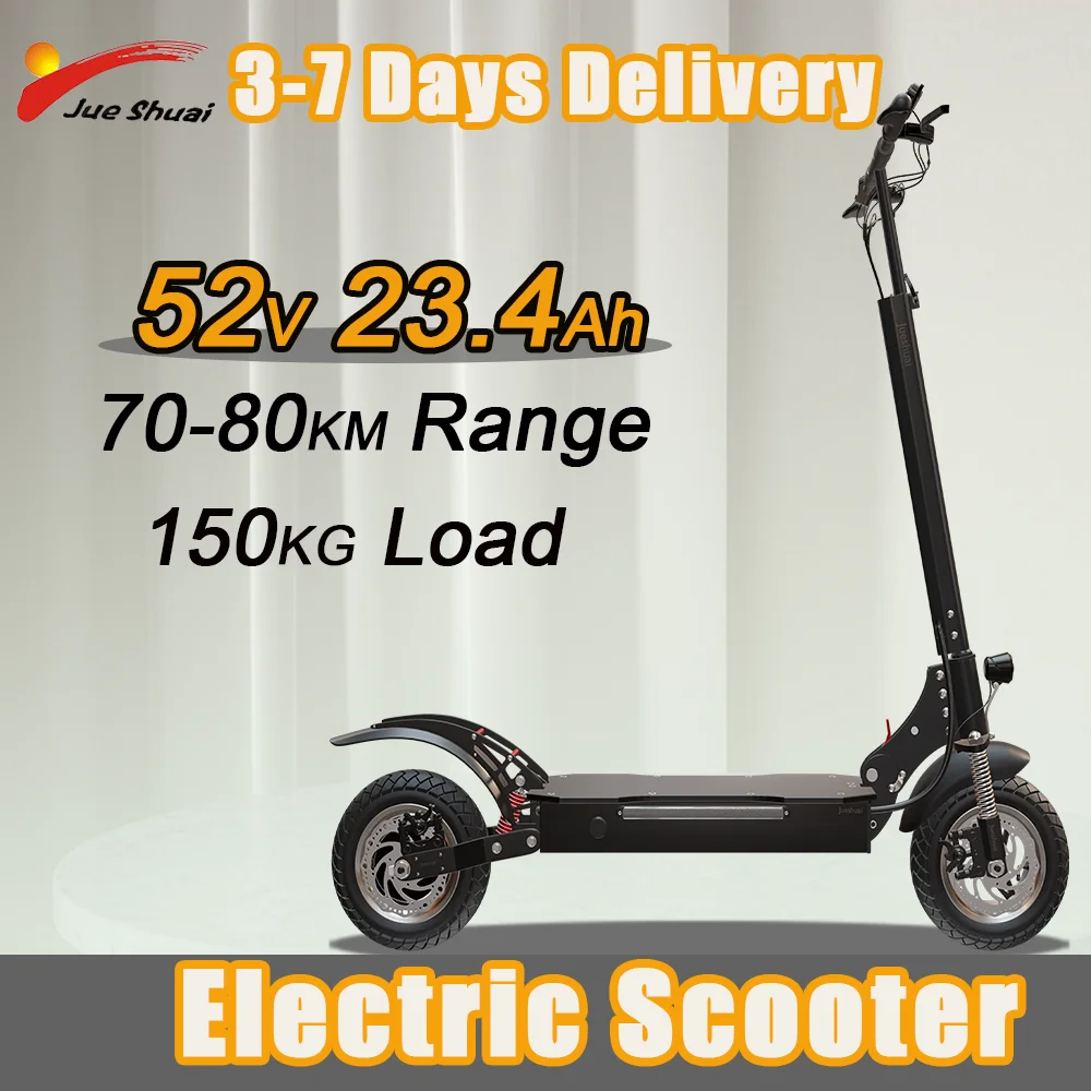 2500W 52V 20Ah Electric Scooter Double Shock Absorption trottinettes &eacute;lectriques 3 Speed Gears Commuter Scooter 70-80KM Range