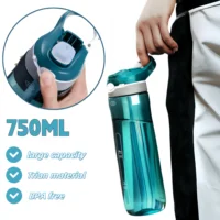 750ml Trian material Sports Water Bottle with straw&handle For Camping Hiking Outdoor Plastic BPA Free Bottle For Men Drinkware