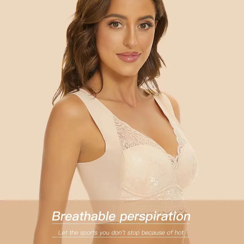 Seamless Gathered Bra Without Steel Ring To Prevent Breast Sagging, European and American Lace Large Size Underwear for Women 6