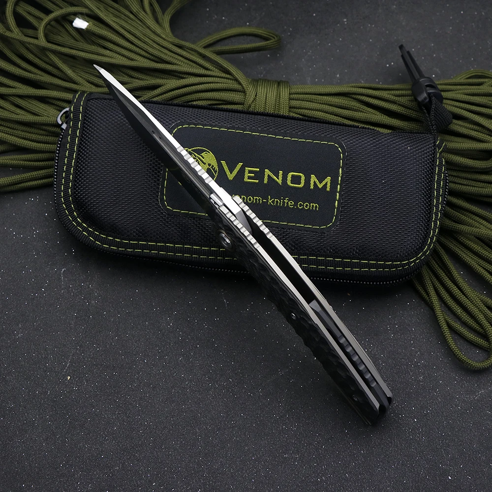 Kevin John New Venom T S30V Blade Titanium Alloy+Carbon Fiber Handle Outdoor Camping Hunting Pocket Knife EDC Tool 4
