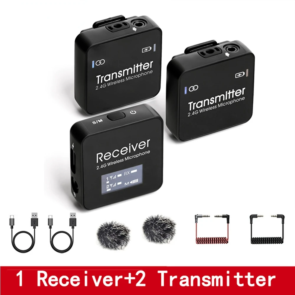 

Wireless Lavalier Microphone Transmitter Receiver for Phone DSLR Camera Smartphone 2.4GHz for Sony Nikon Canon Lavalier Mic