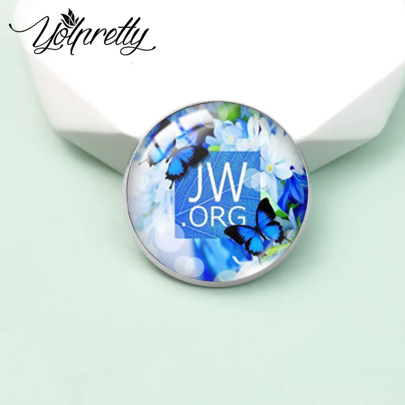 2023 New Arrival Fashion JW.ORG Jehovah's Witnesses JW the Bible Love Glass Dome Round Brooch Handcraft Jewelry Badge Pins