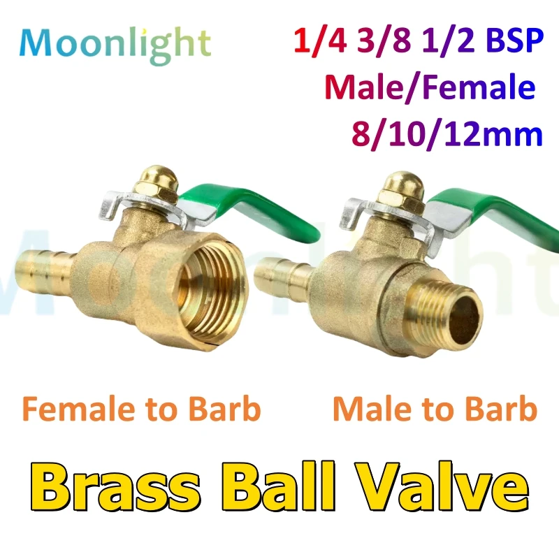 

Brass Ball Valve 3/8'' 1/4'' 1/2" Male To Female Thread Connector Joint Copper Pipe Fitting Coupler Adapter 8/10/12mm Hose Barb