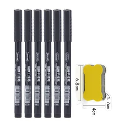 Ultra Fine Tip Dry Erase Markers Set - 0.5mm, 3 Vibrant Colors (6Pcs black set)