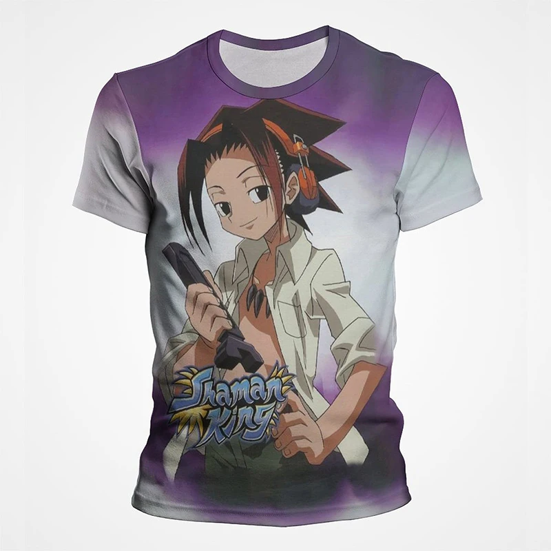 

New Summer Anime 3D Printe Shaman King Cartoon Fashion Casual T-shirt Men Women Short Sleeve Cool Boy Girl Streetwear Tops