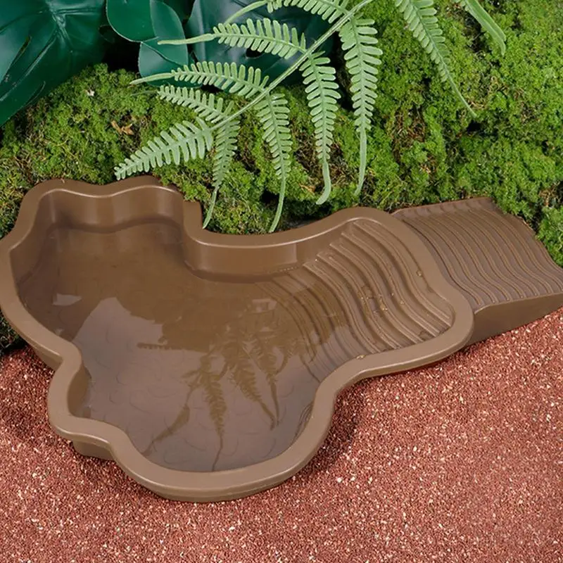 Reptile Water Pool Reptile Feeding Dish Water Pot With Ladder Turtle Pool Landscape Fish Tank Decoration For Gecko Turtle