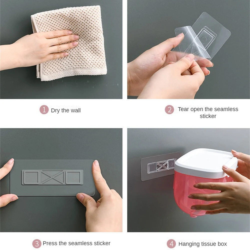 Toilet Paper Holder Wall Mount Bathroom Tissue Box Punch-Free Phone Holder Rack Waterproof Shelf Organizer
