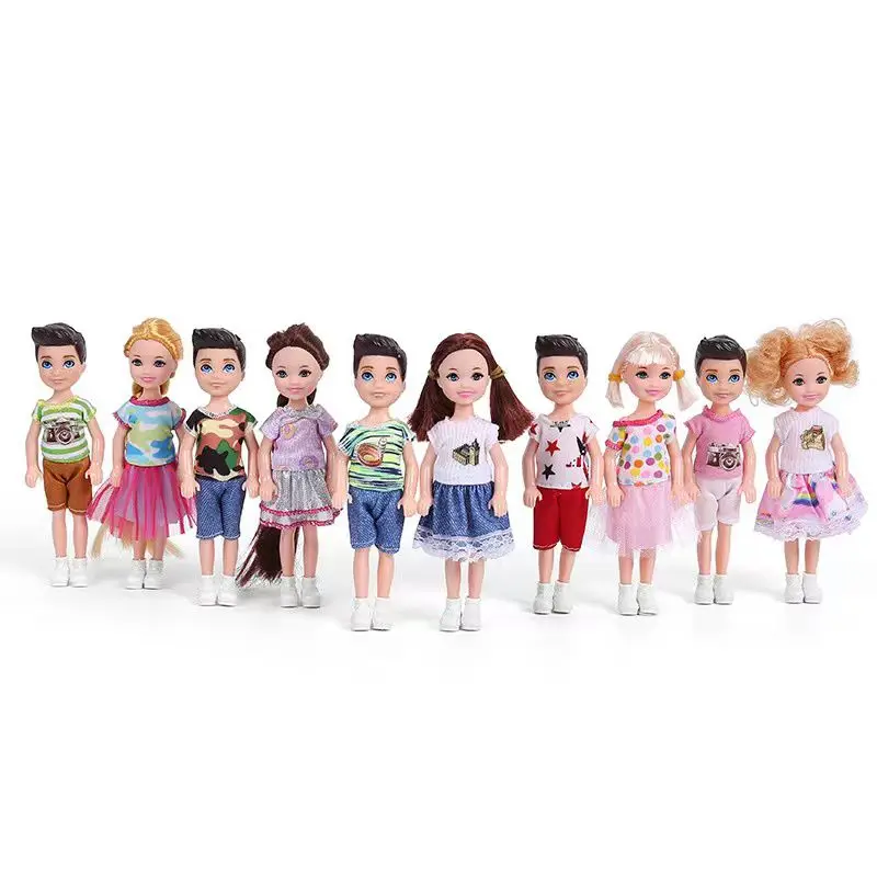 Mini Figures Baby Boys Kawaii Kids Toys 7 Items / Lot Doll Shoes Fashion Dress Clothes For Barbie Families 5.5 Inch Girls Dolls 3
