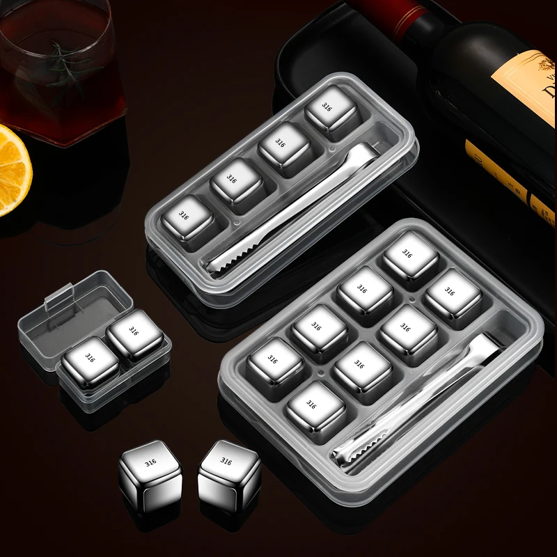 304 stainless steel household food grade ice tray quick-frozen metal ice cubes square beer water drink whiskey cubes