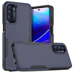 Fashion Armor Dual-Layer Shockproof Case with Hybrid Shell Protection for G Stylus 5G 2021 (Dark Blue)