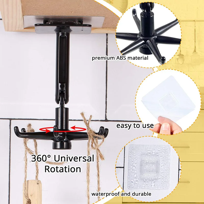 1/2pcs Universal Hooks Punch-free Non-marking Stickers Kitchen Organizer Rotated 360 Degrees Weighing Hook Home And Bar Storage