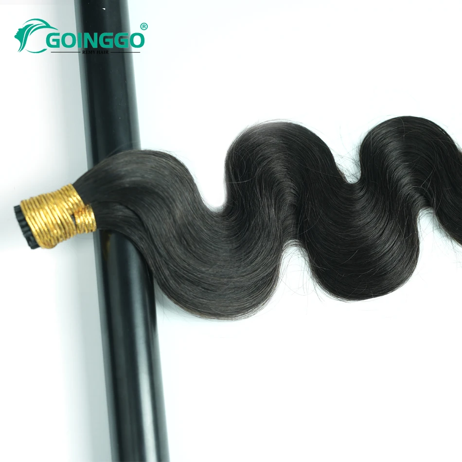 Body Wave I Tip Hair Extensions Human Hair Natural Black Keratin Capsule Microlink Bundles With Silicone Beads 12-26inch