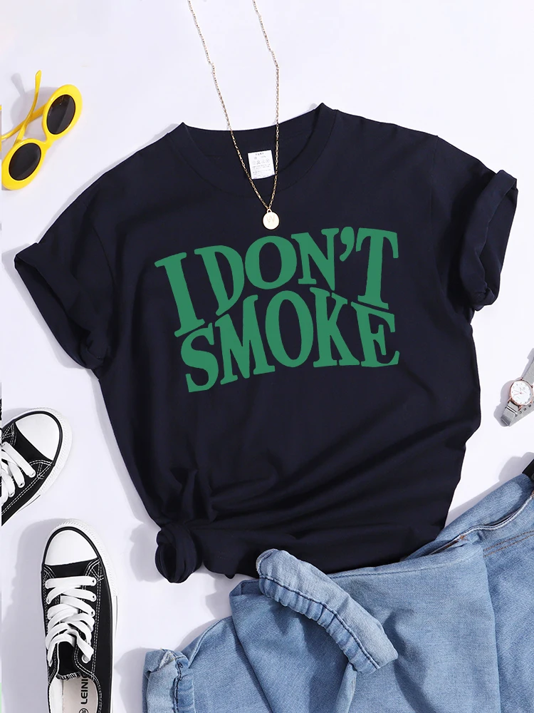 

I Don'T Smoke Print Tshirt Aesthetic Casual Tshirt Vintage Short Sleeve Clothes Essential Summer Individual Women Tshirt