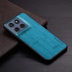 Luxury Bamboo Wood Pattern Leather Phone Case for Motorola Edge 60 Fusion (Cyan)