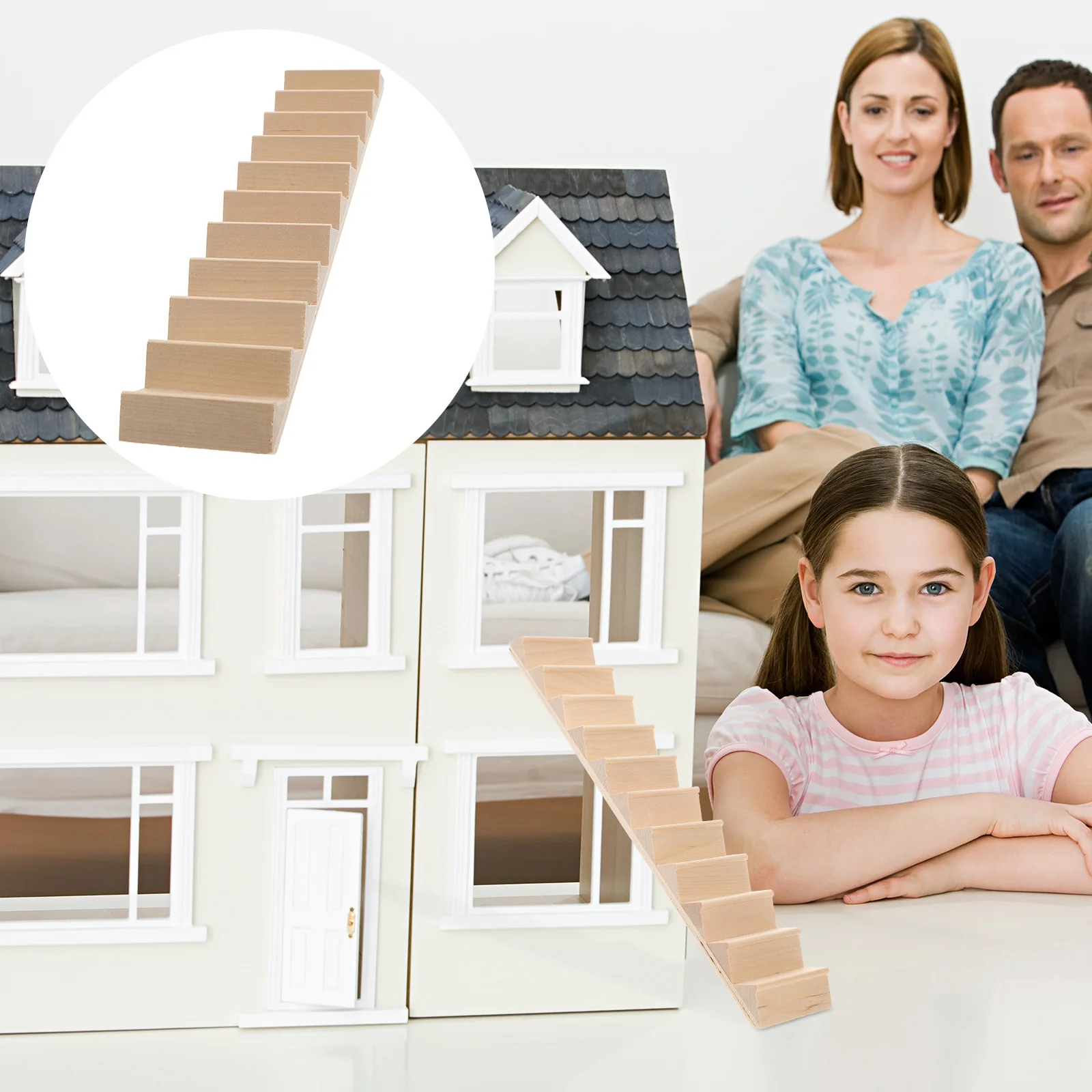 

Miniature Wood Stairs Mini House Staircase Wooden Steps Model Diy Staircase Accessories Furniture Micro Landscape Decorations