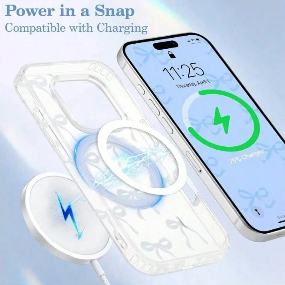 Clear Magnetic Heart Bow Case for iPhone thumbnail 3