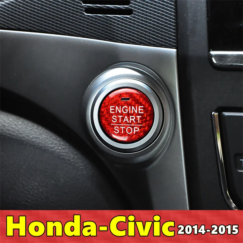

For Honda Civic Car Engine Start Stop Button Cover Real Carbon Fiber Sticker 2014 2015
