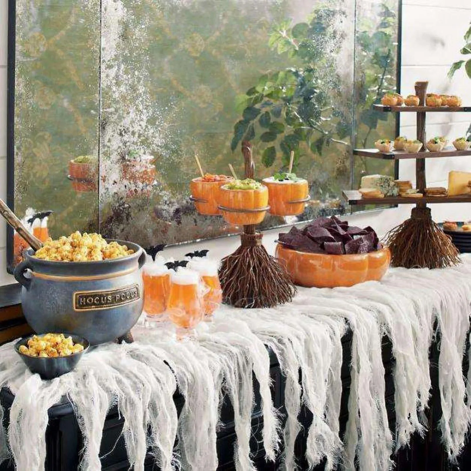 Witch Broom Table Decor Snack Tray Cake Dessert Fruit Stand Halloween