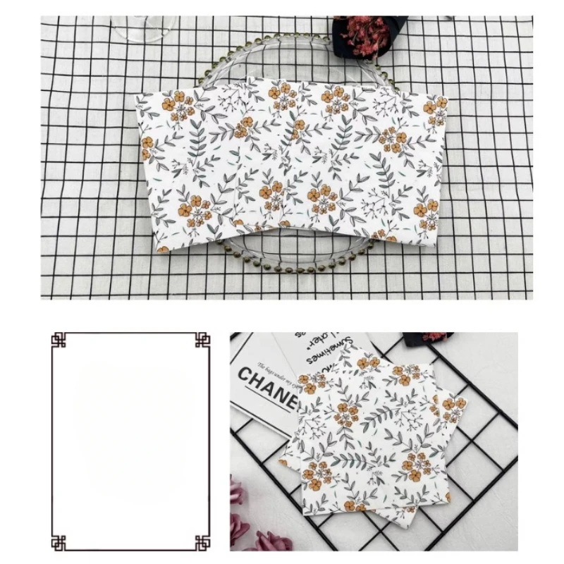Printed Napkins Flowers and Grass 2 Layers 20pcs/pac for Wedding Restaurant Decoration Wine Glass