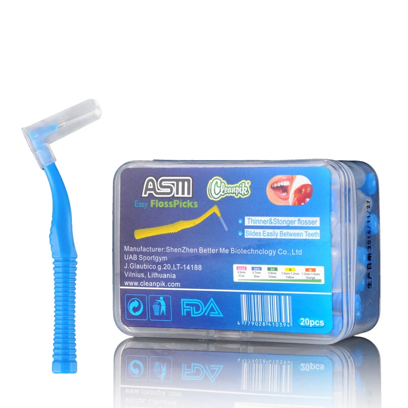 Interdental Brush 20Pcs/box L Shape Push-Pull Orthodontic Toothpick Teeth Whitening Oral Hygiene Care