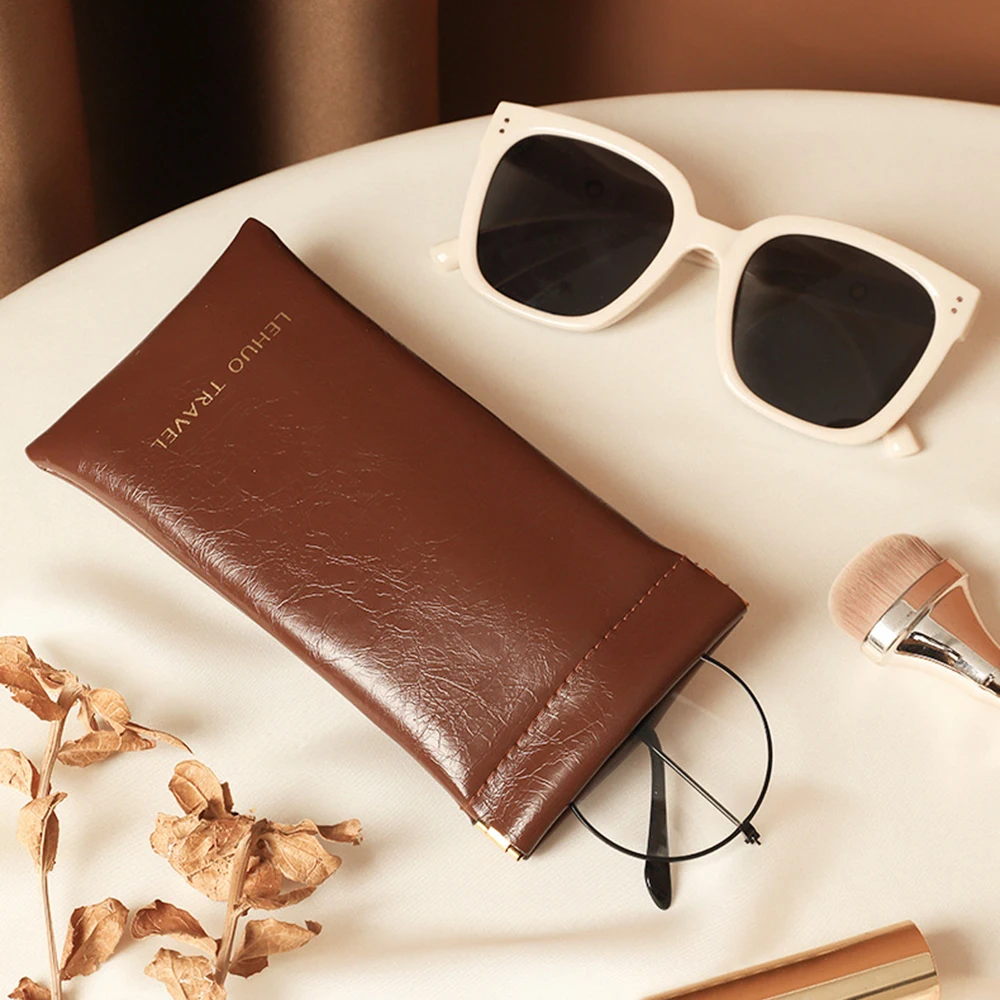 Portable Soft Leather Reading Glasses Bag Case Waterproof Solid Sun Glasses Pouch Simple Eyewear Storage Bags Eyewear Accessorie