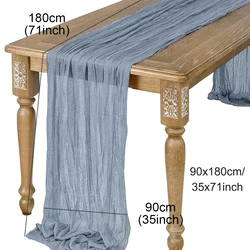 Rustic Boho Green Gauze Table Runner and Cheesecloth Table Decor - 90x180cm (9)