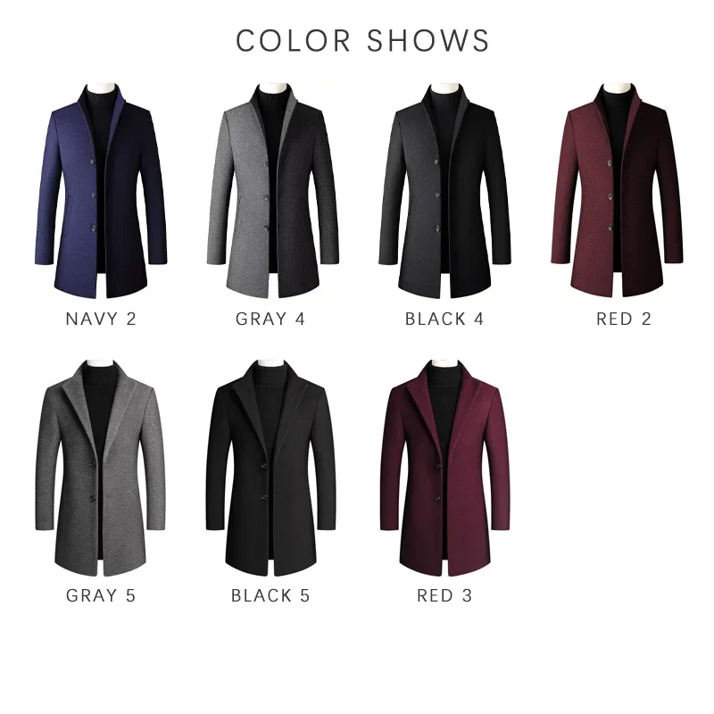 Winter Woolen Coat Men Solid Turn-Down Collar Trench Coats Mens Overcoat Long Jacket Gabardina Hombre trench coat casual men jacket outdoor jackets