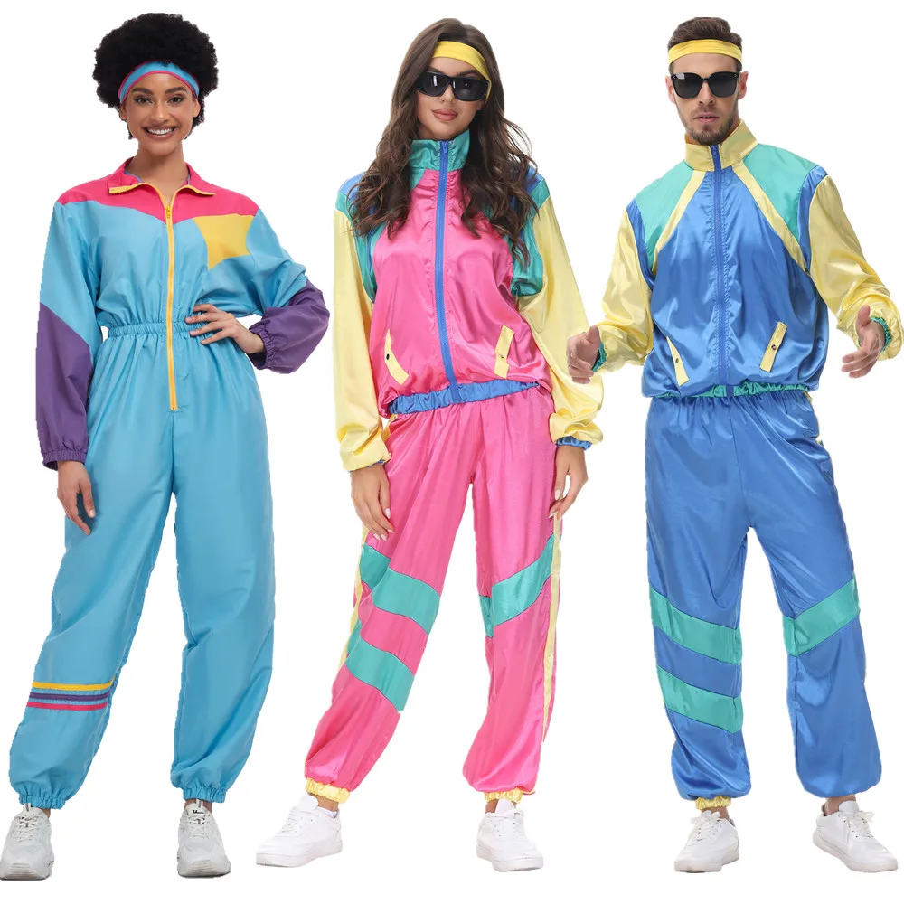 

Пары Костюм хиппи Carnival Хэллоуин, винтажная одежда для дискотеки в стиле ретро 50-х годов, рок, хип-хоп