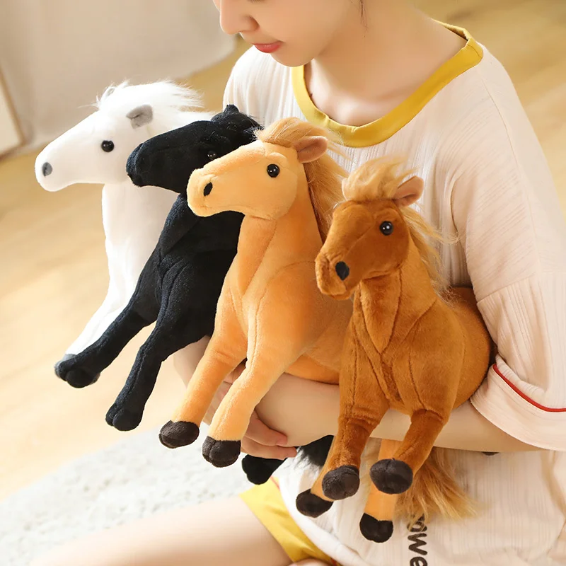Simulation Horses Plush Toy Stuffed Soft Animal Doll Real Life Horse Pillow Kids Children's Creative Birthday Decor Gifts