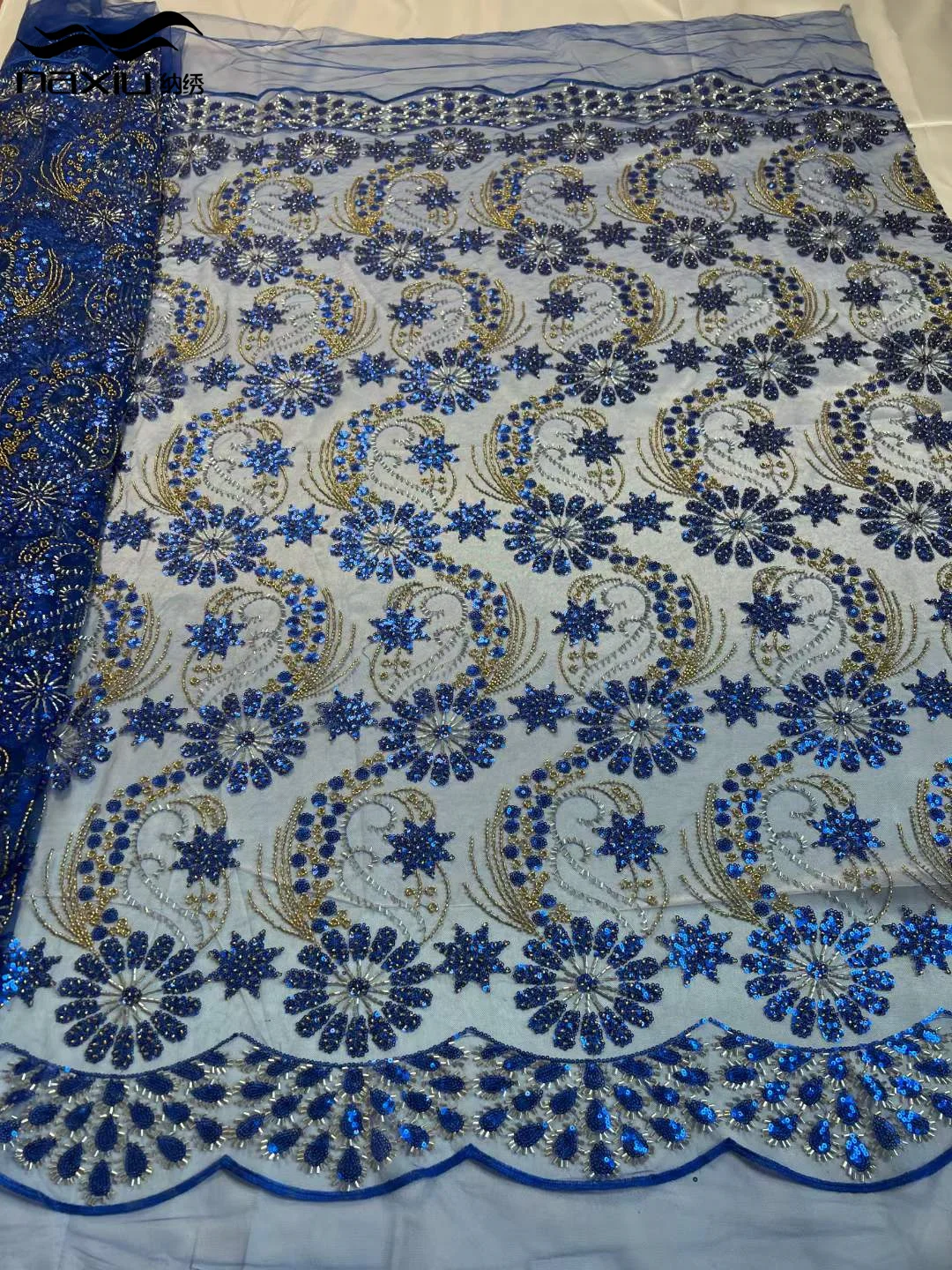 

Madison African Lace Fabric 2023 High Quality French Embroidery Beaded Nigerian Sequins Lace Fabric For Wedding Wholesale