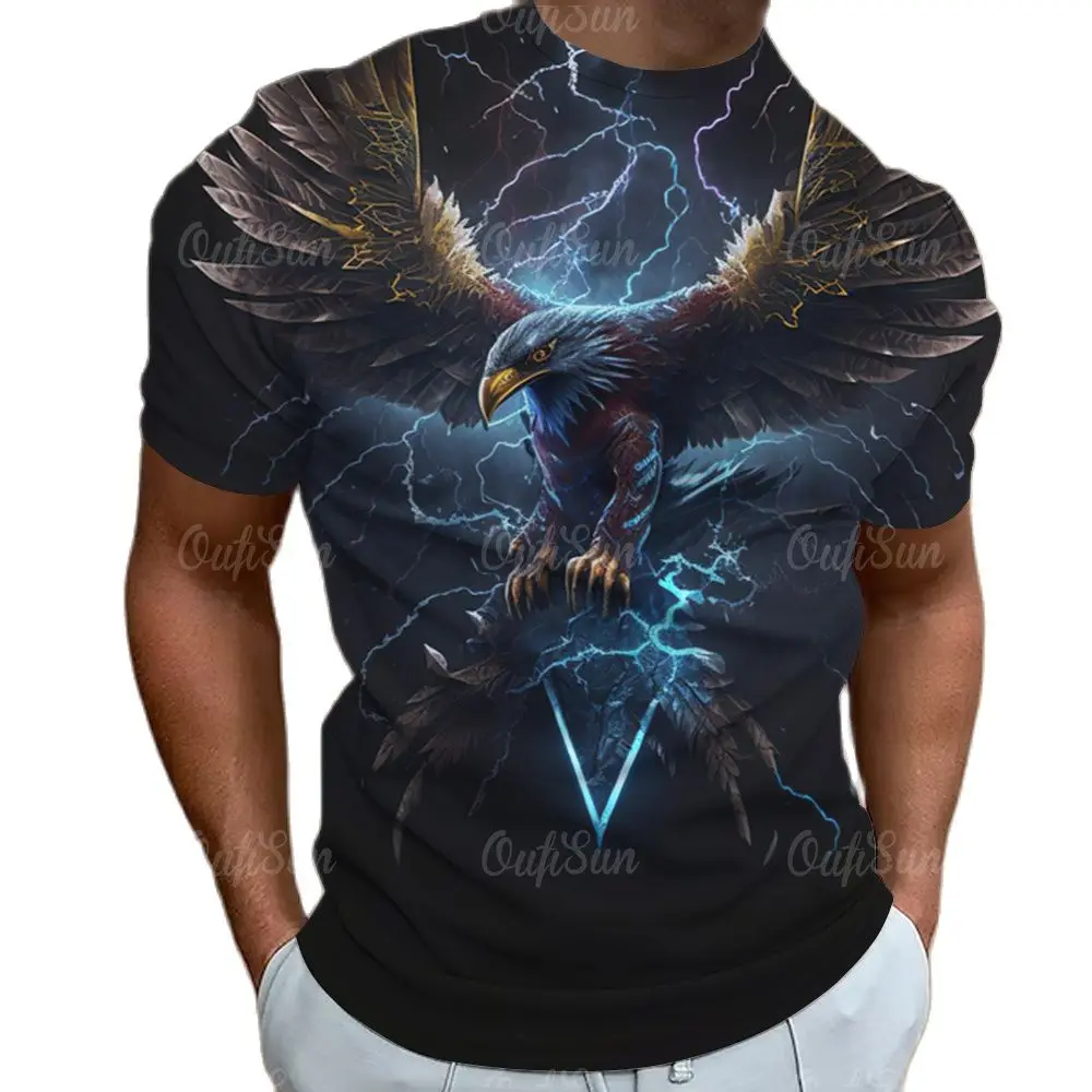 

2023 Fashion Summer Eagle And Flame Phoenix Animal 3d Printed T Shirt For Men's T Shirt O'neck Short Sleeve Oversized T-shirt To