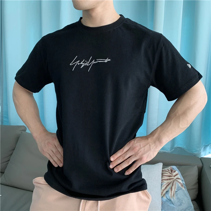 Yohji Yamamoto Silver Thread Embroidery Autograph Baggy Round Neck Short Sleeve T-Shirt For Men And Women Japanese