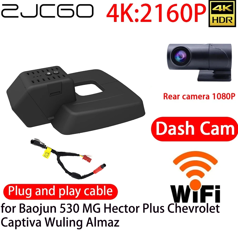 

Видеорегистратор ZJCGO 4K с Wi-Fi, передняя и задняя камеры, 24 часа, монитор для Baojun 530 мг, Гектор плюс, Chevrolet Captiva Wuling alмаз