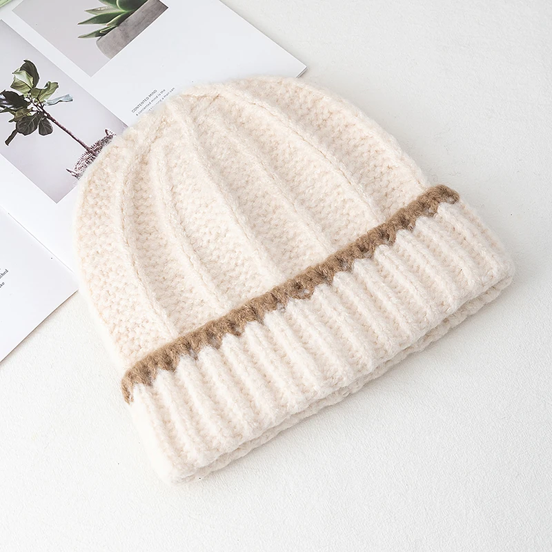 New Style Slouchy Winter Hats Beanie Cap Y2k Warm Cap For Women Casual Solid Color Decor Winter Outdoor Knitted Girl Hats