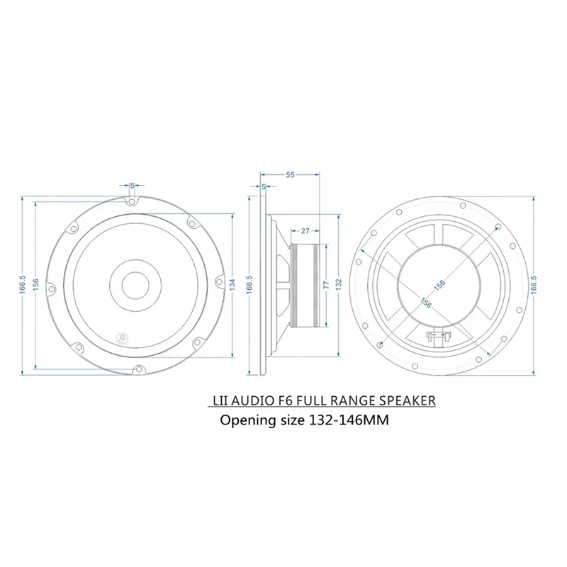 LII AUDIO 6.5 inch F-6 Car Horn Study HIFI Full Frequency Unit 4ohm/25W (1 Pair ) 4