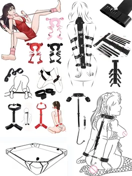 Adult Game BDSM Restraints Fetish Erotic Sex Toys For Couples Women Bandage Slave Collars Obedience Handcuffs Master Bondage Kit 4