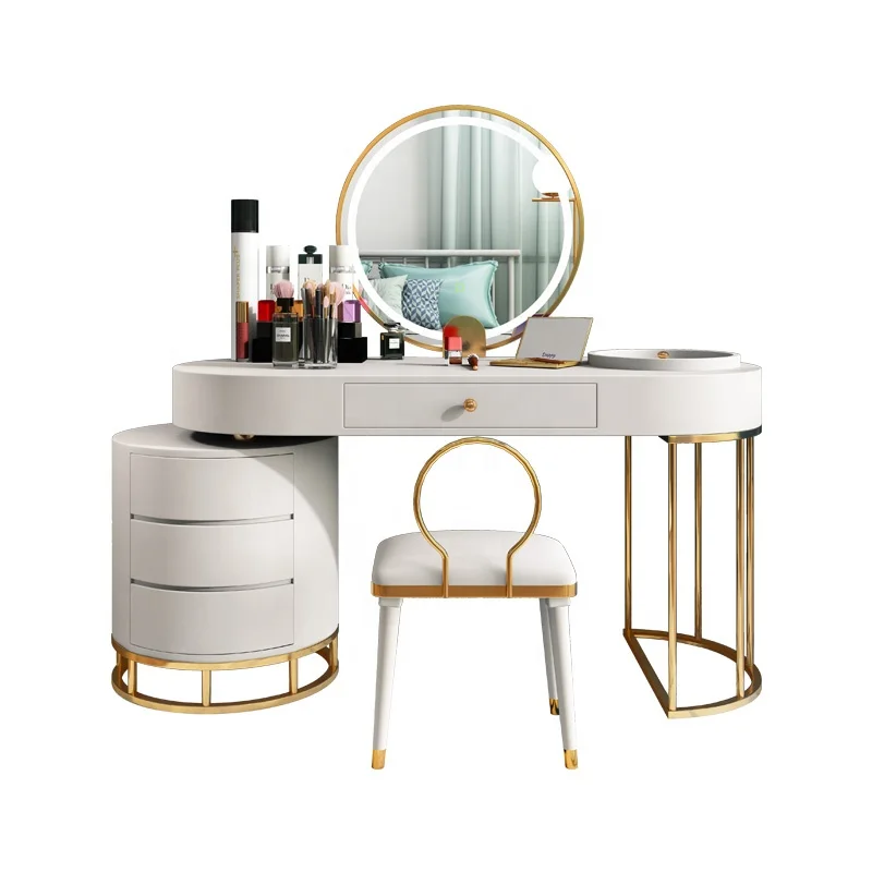 

Cheap Modern Simple Design White Single Wooden Dressing Table With Mirrors
