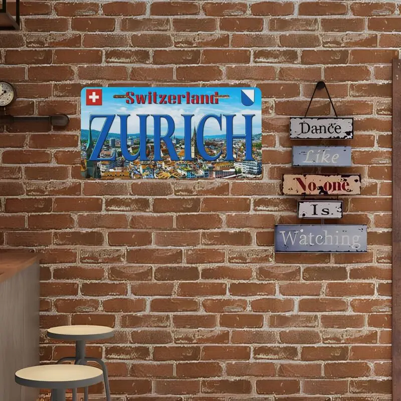 스위스 ZURICH 장식 번호판, 자동차 번호판, 가정 장식, 바 및 차고 장식으로 인쇄된 빈티지