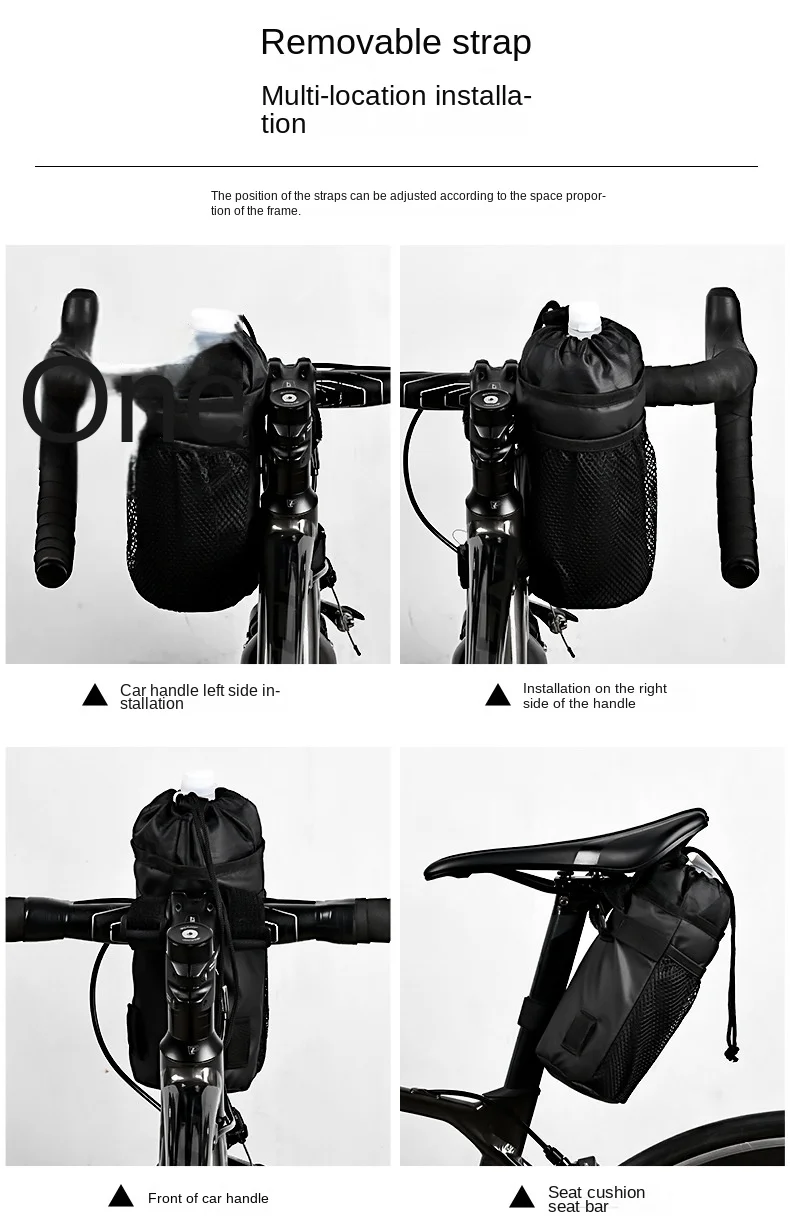 Bicycle Bag Bike Bottle Holder Handlebar Stem Thermal Bag with Mesh Pocket Coffee Cup Holders Bicycle Handlebar Bag Accessories