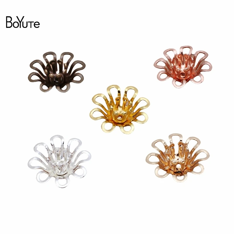 

BoYuTe (100 Pieces/Lot) 15MM Two-Layer Metal Brass Filigree Flower Materials Handmade Diy Jewelry Accessories Wholesale