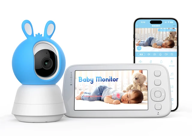 4.5Inch Screen 4MP Temperature Monitoring Intercom Baby Monitor  Wireless PTZ Night Vision Feeding Remind BabySitter Baby Camera 3