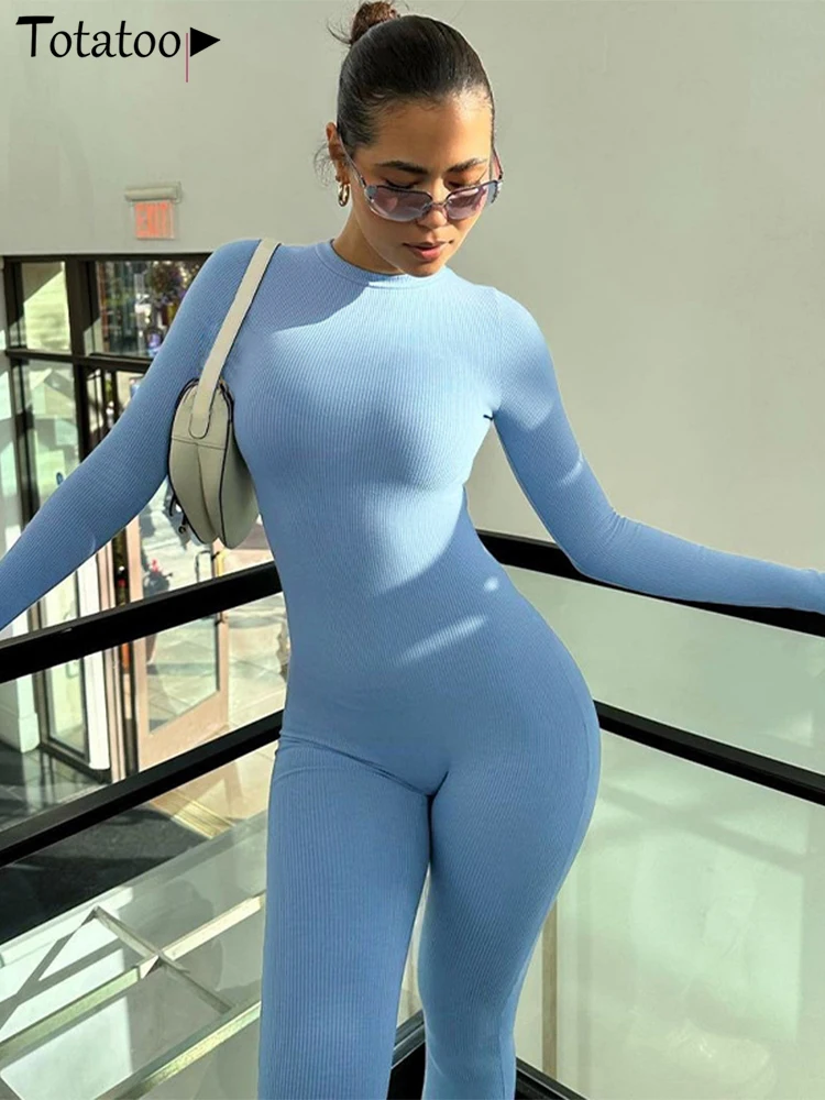 

Totatoop-Женский облегающий сексуальный комбинезон, спортивный комбинезон в рубчик, Вязаный комбинезон на молнии сзади для ночного клуба, вечеринки, Осень-зима 2024
