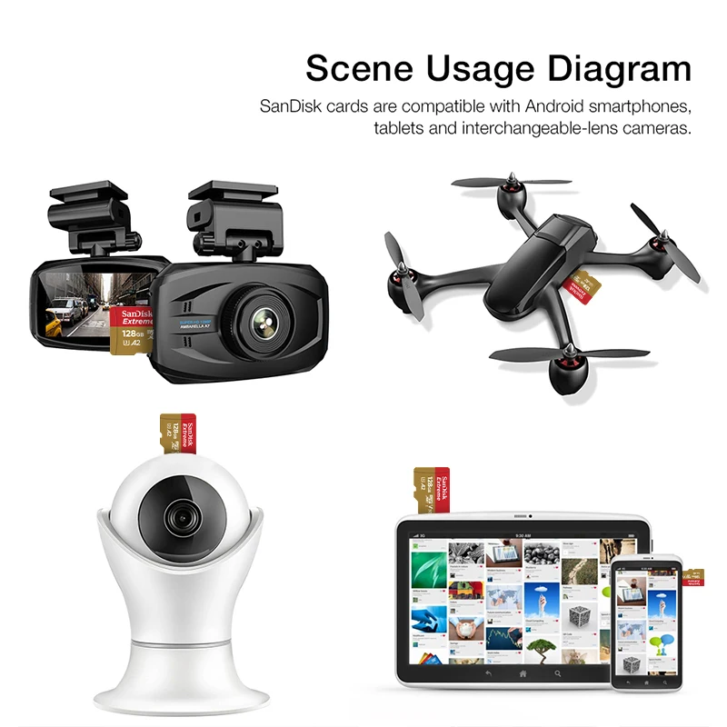 SanDisk Extreme ũ SD ī, ī޶  DJI ٵ,  UHS-I ī, 4K ÷, ũ SDXC A1 A2 U3