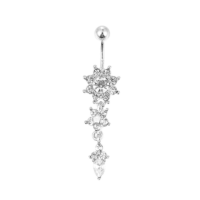 Belly Button Rings Navel Ring  Zircon Drop Dangle Body Belly Piercing Jewelry for Women Beach Belly Navel Rings