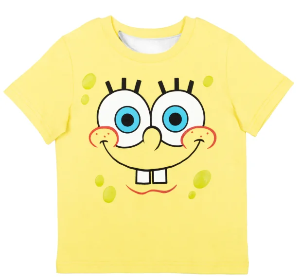 Sünger Bob Kare Pantolon All-Star Tişörtü: 3D Baskılı Çizgi Film Karakterleri Her Yerde, Sevimli Bol Kesim Kısa Kollu Üst